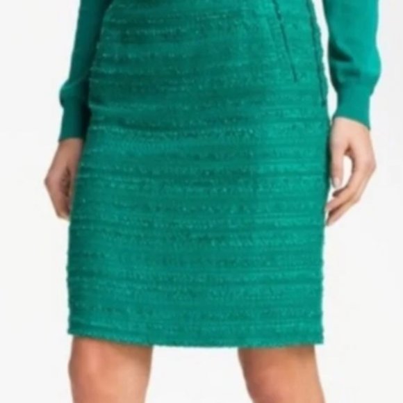 Nordstrom Halogen Women's Skirt - Tweed Pencil Marine (greenblue) Size 6P - Picture 1 of 6
